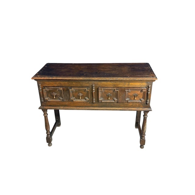Antique Geometric Oak Dresser Base, 1890s For Sale - Image 16 of 16