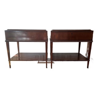 Mahogany Two Tier Side Tables, a Pair For Sale