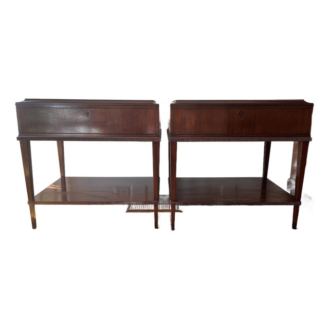Mahogany Two Tier Side Tables, a Pair For Sale