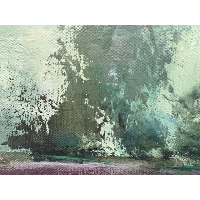 2020s "Foggy Forest" Contemporary Impressionist Landscape in Green and Purple by Mill Valley Artist Mary Anne McKernie For Sale - Image 5 of 9