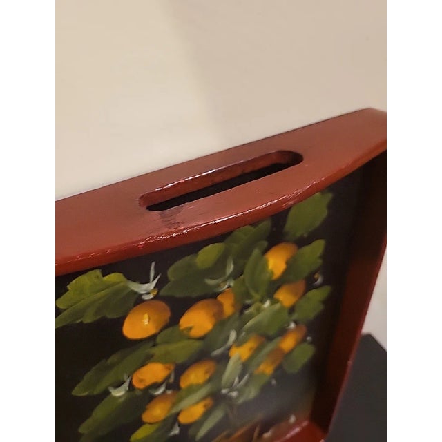 Wood Vintage Painted Serving Tray With Wood Handles For Sale - Image 7 of 11