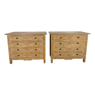 Late 19th Century Pair of Swedish Gustavian Painted Four-Drawer Chests of Drawers For Sale