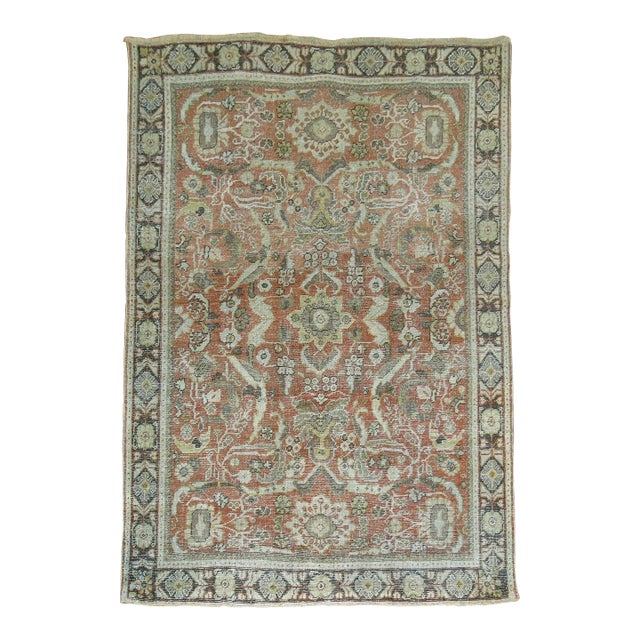 Rustic Antique Persian Shabby Chic Mahal Rug - 4'7" x 6'9" For Sale