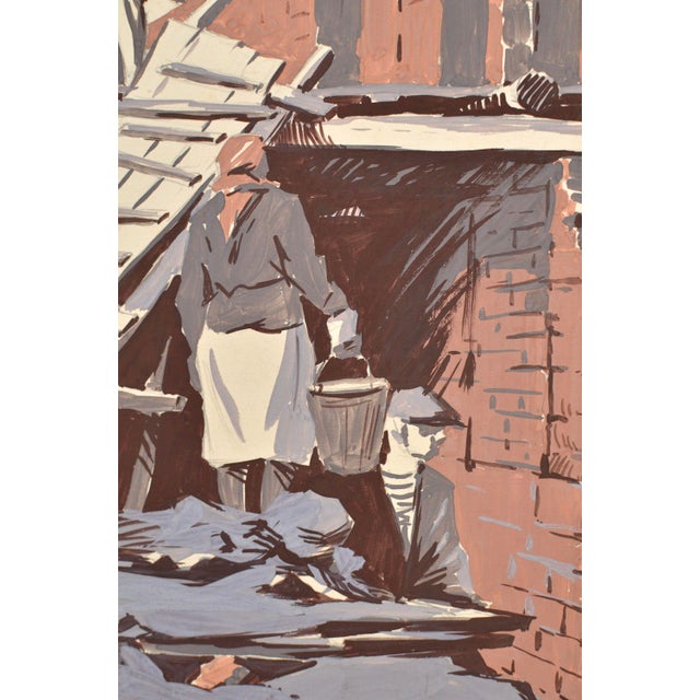 Alber Goltjakov, Construction Work, 1957, Mixed Media on Paper For Sale - Image 6 of 8
