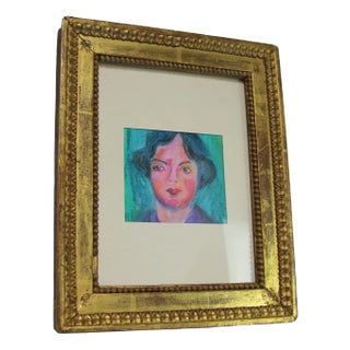 Expressionist Portrait of Woman, Early 20th Century, Wax, Framed For Sale
