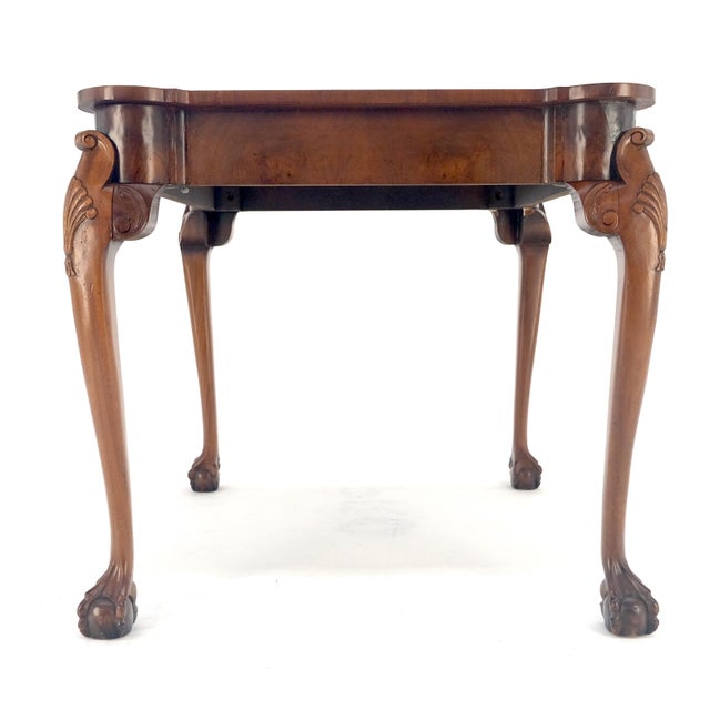 Brown Leather Top Chippendale Style Ball & Claw Feet Backgammon Chess Game Table MINT! For Sale - Image 8 of 13