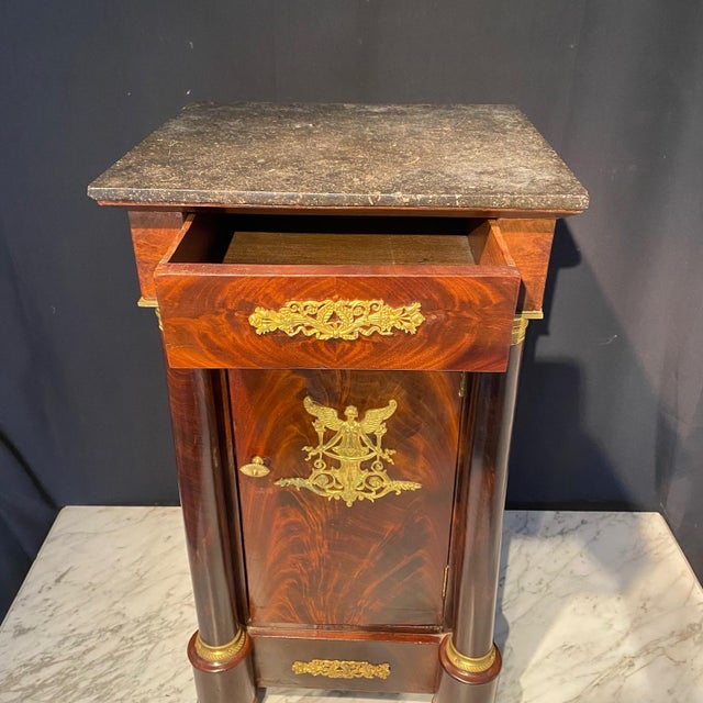Mid 19th Century French Empire Nightstand or Side Table With Marble Top and Ormolu Mounts For Sale - Image 5 of 14