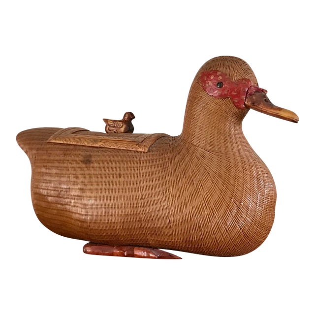 Mid-Century Shanghai Collection Wicker Duck For Sale