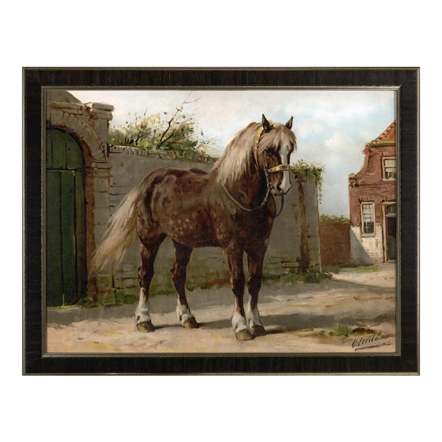 Zeeland Horse by Eerelman Framed in Italian Wood Vener Moulding For Sale