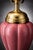 Late 20th Century Hollywood Regency Pink Fluted Ceramic & Brass Table Lamp With Linen Shade For Sale - Image 9 of 11