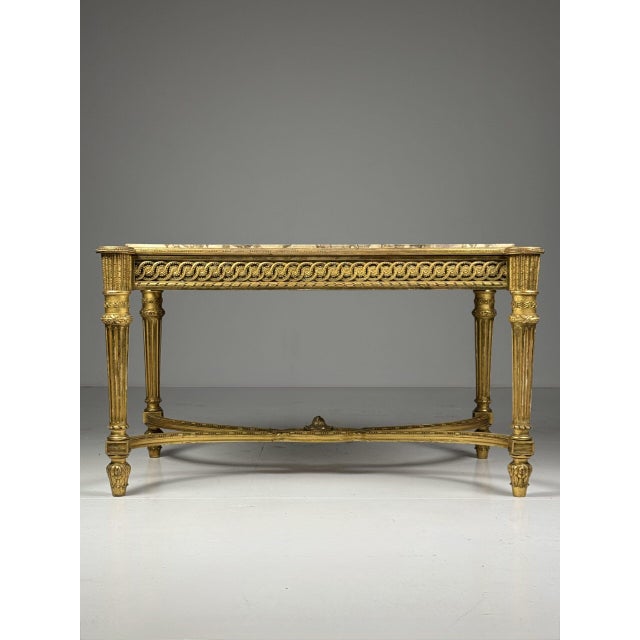 Brown Louis XVI Style Marble Center Table For Sale - Image 8 of 18