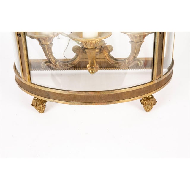 Lights Vintage Glass and Brass Three Light Wall Sconce For Sale - Image 7 of 9