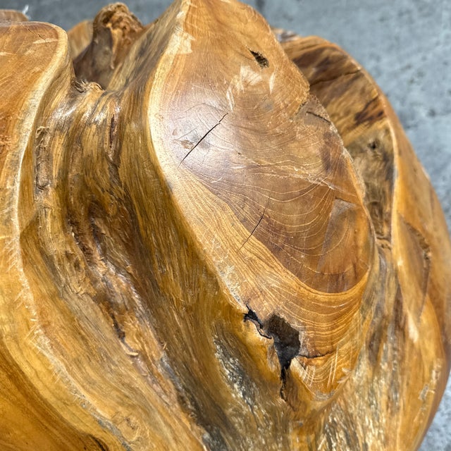 Wood Root Hand-Carved Organic Sculpture Sphere, Small For Sale - Image 10 of 12