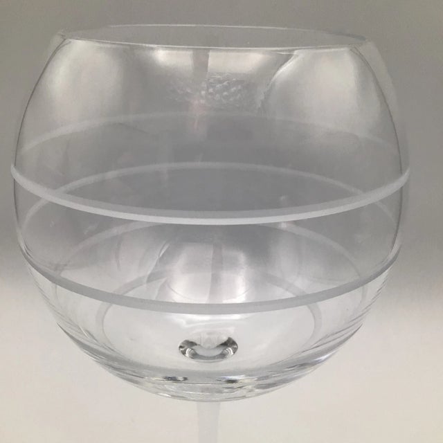 Etched Crystal Balloon Wine Glasses Set of - 6 For Sale In Sacramento - Image 6 of 13
