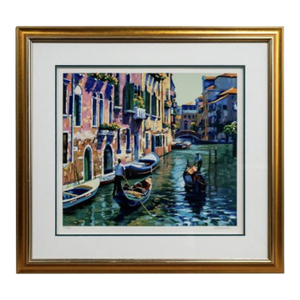 Late 20th Century Howard Behrens 'Gondoliers' Limited Edition Signed Serigraph of Venice