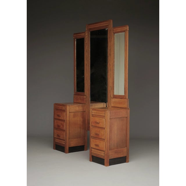 Art Deco Hague School Dressing Table in Oak, 1930s For Sale - Image 4 of 15