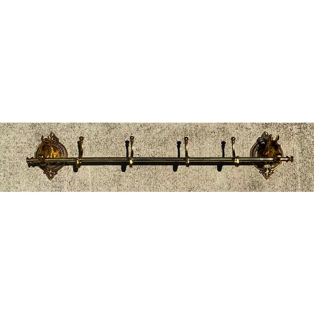 Metal Vintage Polished Brass Horse Head Coat Rack For Sale - Image 7 of 12