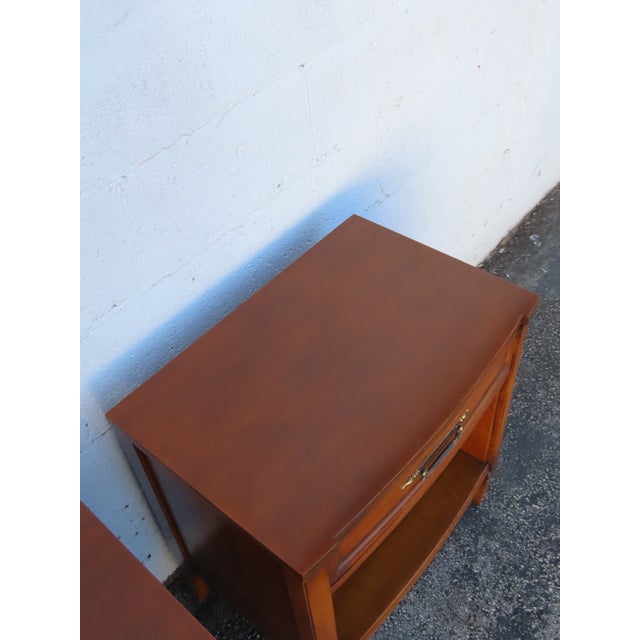Brown Mid Century Modern Side End Tables Nightstands a Pair 6306 For Sale - Image 8 of 18