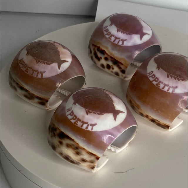 Shell Vintage Bon Appetit Shall Napkin Rings - Set of 4 For Sale - Image 7 of 7