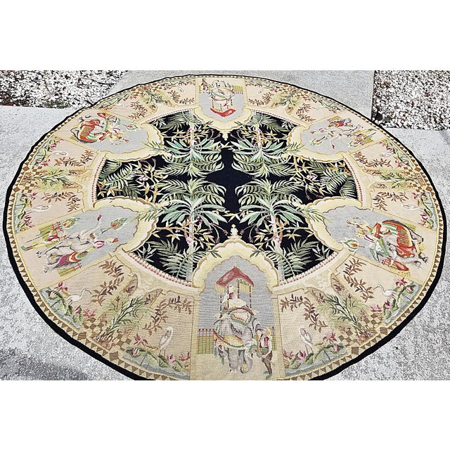 Aubusson Style Large Round Needlepoint Rug or Wall Tapestry For Sale - Image 10 of 10