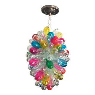 Candy Colors Light Fixture of Recycled Handblown Glass For Sale