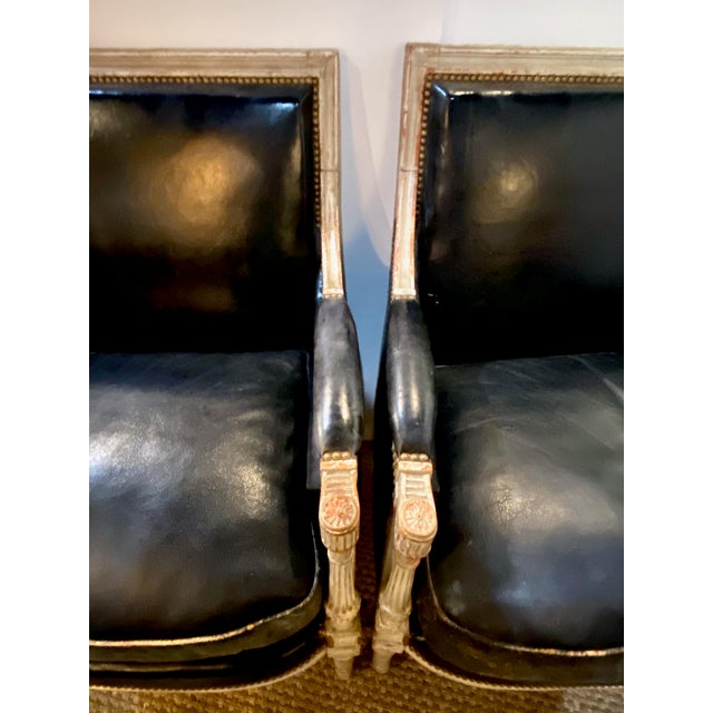 Pair Louis XVI/Directoire Bergeres, Late 18th Century or Early 19th Century For Sale - Image 9 of 16