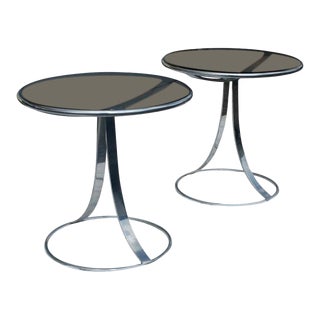 Pair of Gardner Leaver for Steelcase Stainless Side Tables For Sale