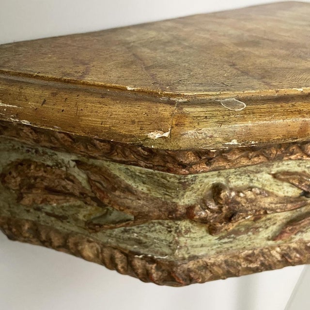 Antique Italian Consoles in Green and Yellow Wood, 1700s, Set of 2 For Sale - Image 11 of 18