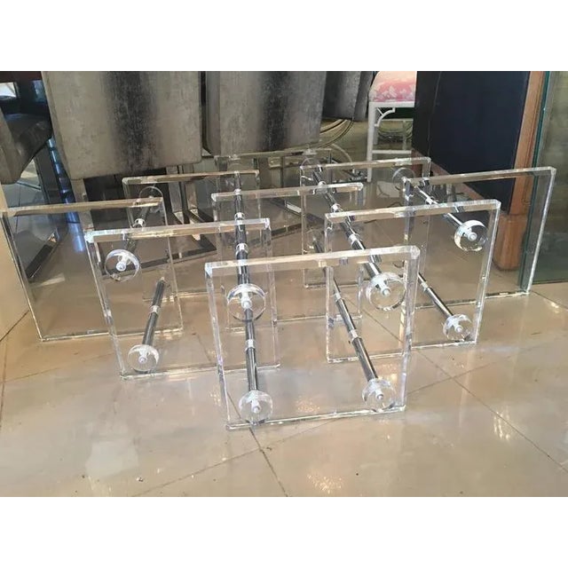 1970s Hollywood Regency Lucite and Chrome Coffee Cocktail Table For Sale - Image 5 of 12
