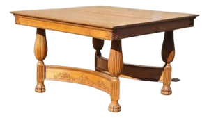 Antique Victorian Quarter Sawn Golden Oak 48" Square Dining Table With 2 Leaves