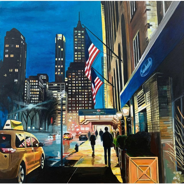 Contemporary Park Lane Hotel Central Park New York City by British Contemporary Artist For Sale - Image 3 of 7