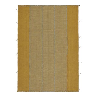 Rug & Kilim’s Contemporary Kilim in Gold and Blue Stripes For Sale
