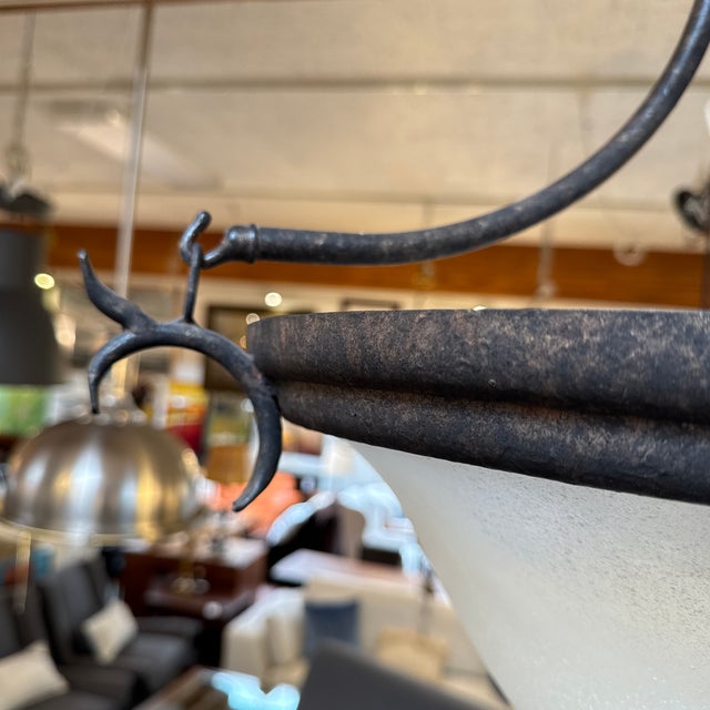 Metal + Frosted Glass Semi Flush Mount For Sale - Image 12 of 12