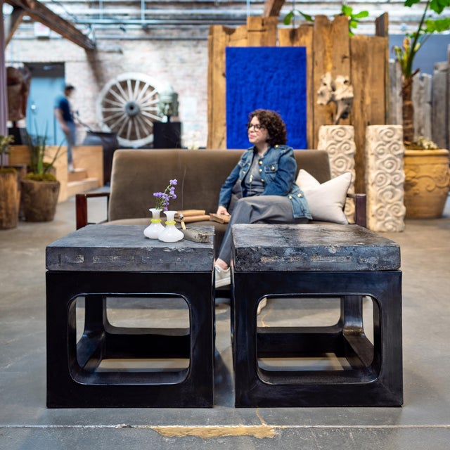 Part of the long history of Chinese ceramics, the hand-crafted earthenware tile that tops this low table was originally...