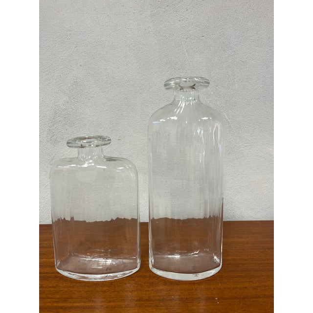 Late 20th Century Pair of Italian Murano Hand Blown Art Glass Bottles for Vetri For Sale - Image 5 of 6