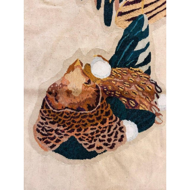 1930s Small Ivory Medallion Handmade Continental Antique Tapestry Textiles Art For Sale - Image 4 of 6