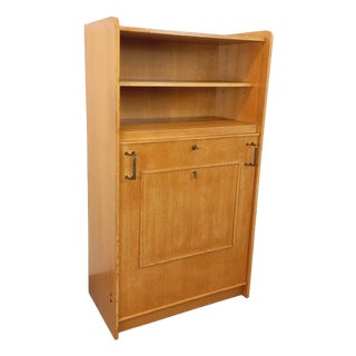 Vintage Oak Bookcase with Side Table, 1960s For Sale
