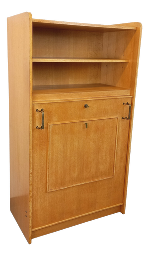 Vintage Oak Bookcase with Side Table, 1960s