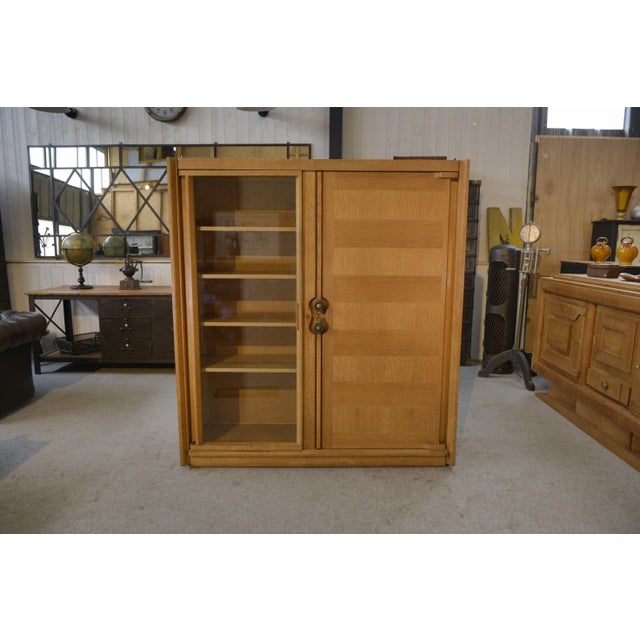 Display Cabinet by Guillerme et Chambron with Ceramic Handles by Danikowski for Votre Maison, 1960s, in Good conditions....