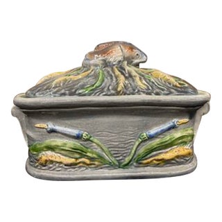 Vintage French Majolica Lidded Terrine For Sale