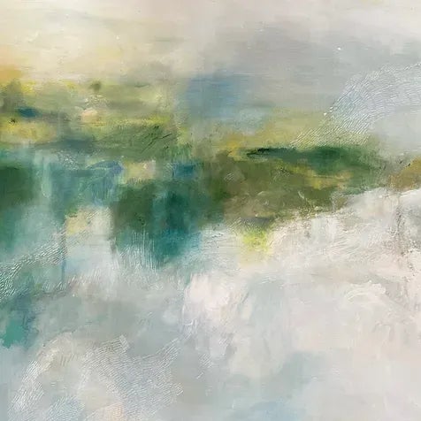 Large Original Abstract Landscape Painting "Staying on Course" in Blues Greens by Michele Zuzalek For Sale - Image 9 of 10