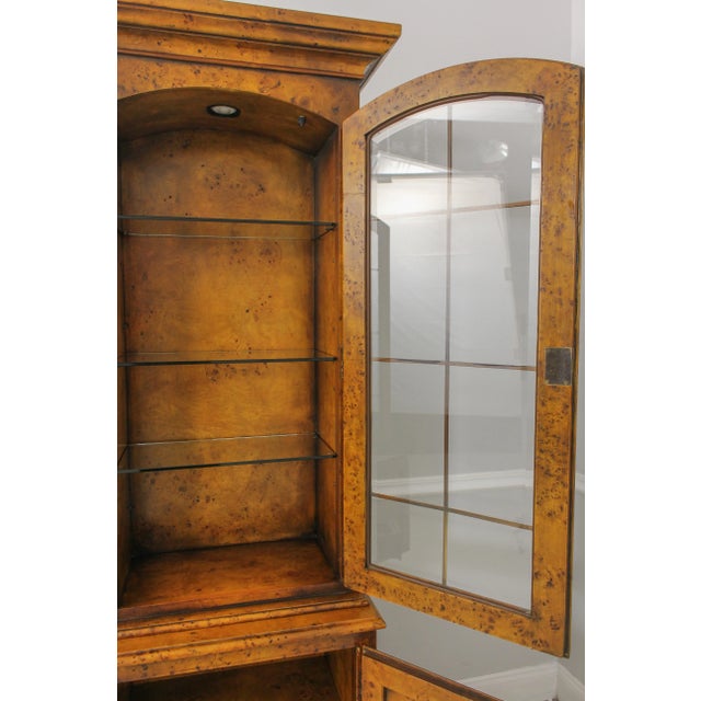 Theodore Alexander Theodore Alexander Burl Walnut 2 Piece China Cabinet For Sale - Image 4 of 13