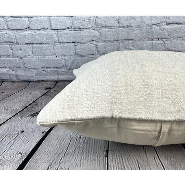 20 x 20 Hemp Pillow Turkish Cushion Natural Grayish White Pillow Cushion Cover For Sale - Image 4 of 4