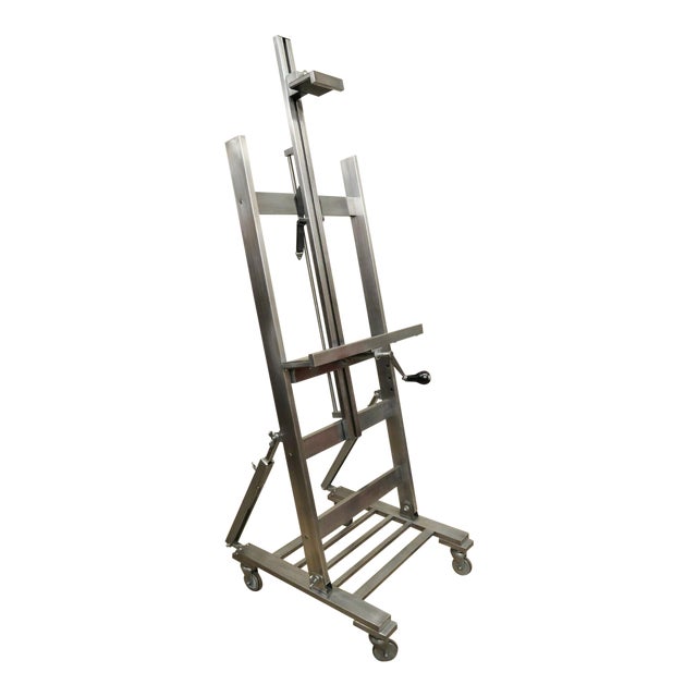Restoration Hardware Gunmetal Tv Easel Stand Stainless Steel Industrial