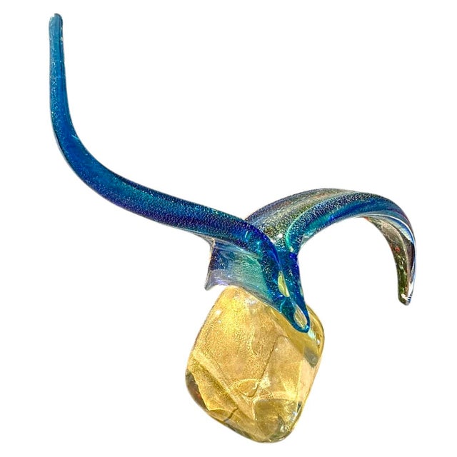 Murano Bird Art Glass Sculpture With Blue & Gold Aventurine by Sandro Frattini, 21/70 For Sale - Image 11 of 11