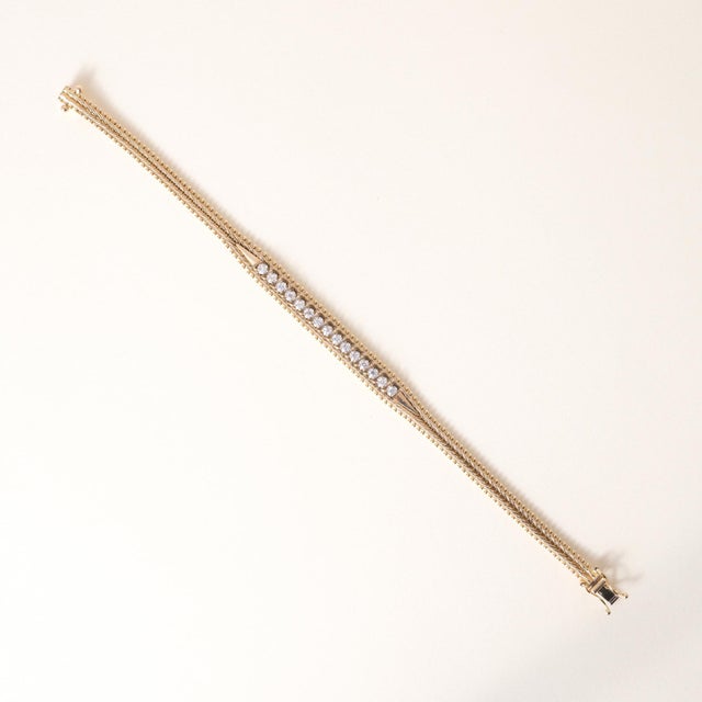 1980s Vintage Italian 14k Gold 0.50 Carats Diamond Flexible Bracelet For Sale - Image 5 of 6