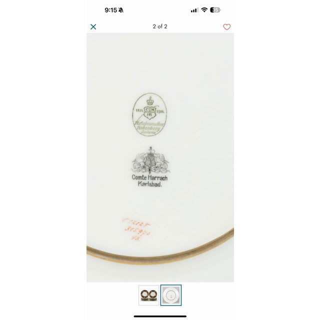 1910s Hutschenreuther Hohenburg Cobalt and Gilt Decorated Dinner Plates Sold Individually For Sale - Image 11 of 11