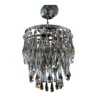 Petite Art Deco French Crystal Tiered Chandelier For Sale