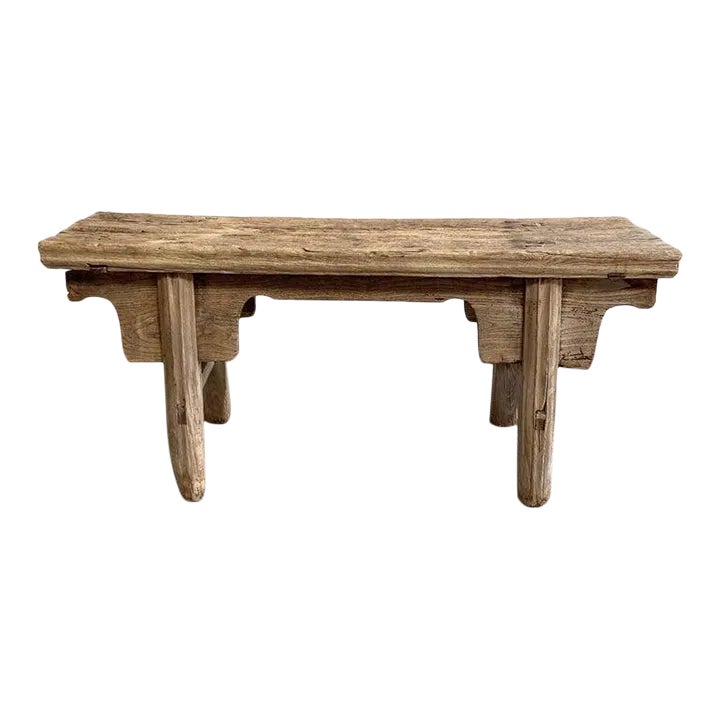Elm Wood Bench With Apron | Chairish