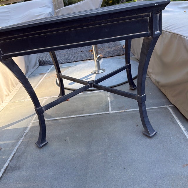 Restoration hardware Antibes outdoor side tables, zinc powder coated. Excellent condition like new.